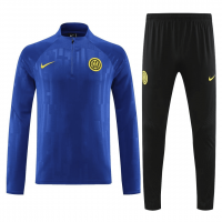 Inter Milan Soccer Sweatshirt + Pants Replica Blue Zipper 2023/24 Mens