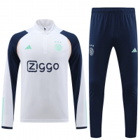 Ajax Soccer Sweatshirt + Pants Replica White Zipper 2023/24 Mens