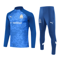 Marseille Soccer Sweatshirt + Pants Replica Zipper Blue 2023/24 Mens