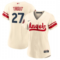 Los Angeles Angels City Connect Replica Player Jersey Cream 2022 Womens (Mike Trout #27)