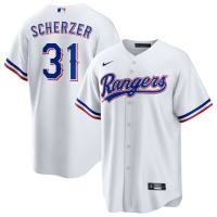 Texas Rangers Home Replica Player Jersey White 2023/24 Mens (Max Scherzer #31)