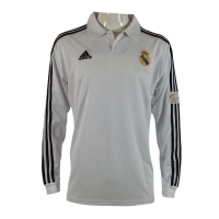 Real Madrid Soccer Jersey Replica Retro UCL Home 2001/2002 Mens (Long Sleeve)