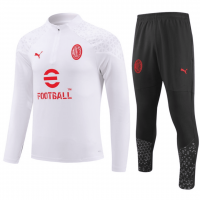 AC Milan Soccer Sweatshirt + Pants Replica Zipper White 2023/24 Mens