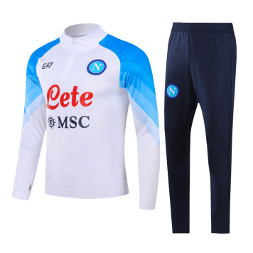 Napoli Soccer Sweatshirt + Pants Replica White Zipper 2023/24 Mens