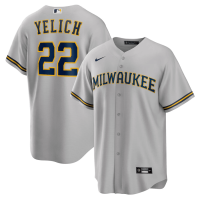 Milwaukee Brewers Alternate Replica Player Jersey Gray 2023/24 Mens (Christian Yelich #22)