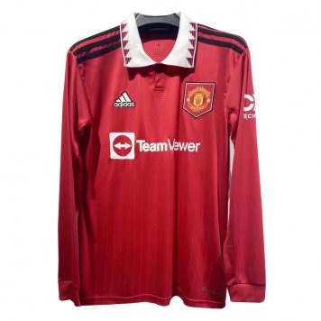 Manchester United Home Long Sleeve Soccer Jersey Replica Mens 2022/23