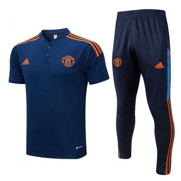 Manchester United Soccer Polo + Pants Replica Dark Blue 2022/23 Mens