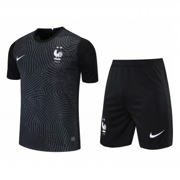 France Soccer Jersey + Short Replica Goalkeeper Black Mens 2021/22