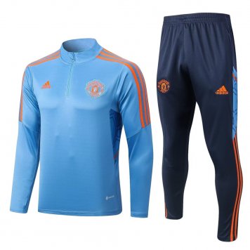 Manchester United Soccer Training Suit Replica Light Blue 2022/23 Mens