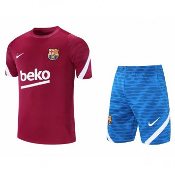 Barcelona Soccer Training Suit (Jerseys+Short) Burgundy Mens 2021/22