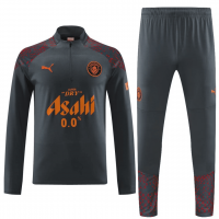 Manchester City Soccer Sweatshirt + Pants Replica Gray Zipper 2023/24 Mens