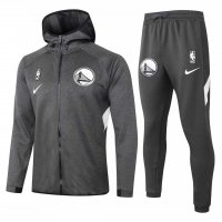 2020/21 Golden State Warriors Hoodie Grey Mens Soccer Training Suit(Jacket + Pants)