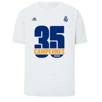 Real Madrid 35 La Liga Champions White Soccer Jersey Replica Mens 2021/22