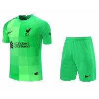 2021/22 Liverpool Goalkeeper Green Soccer Jersey Replica + Shorts Set Mens