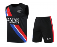 PSG Soccer Vest Jersey + Short Replica Black 2023/24 Mens