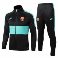2019/20 Barcelona High Neck Black/Green Mens Soccer Training Suit(Jacket + Pants)