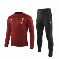 2019/20 Liverpool Low Neck Burgundy Mens Soccer Training Suit(Jacket + Pants)