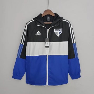 Sao Paulo FC Soccer Windrunner Jacket Black&White&Blue Mens 2022/23