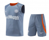 Inter Milan Soccer Vest Jersey + Short Replica Light Grey 2023/24 Mens