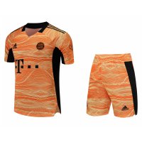 2021/22 Bayern Munich Goalkeeper Orange Soccer Jersey Replica + Shorts Set Mens