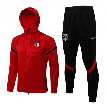Atletcico Madrid Soccer Training Suit Jacket + Pants Hoodie Red Mens 2021/22