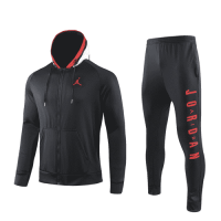 2019/20 PSG X Jordan Hoodie Black Mens Soccer Training Suit(Jacket + Pants)