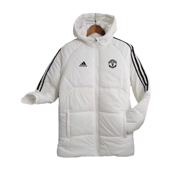 Manchester United Cotton Winter Soccer Jacket White 2023/24 Mens