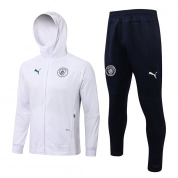 Manchester City Soccer Training Suit Jacket + Pants Hoodie White Mens 2021/22