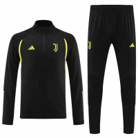 Juventus Soccer Sweatshirt + Pants Replica Black Zipper 2023/24 Mens