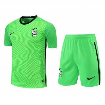 France Soccer Jersey + Short Replica Goalkeeper Green Mens 2021/22