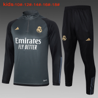 Real Madrid Soccer Training Suit Replica Dark Grey 2023/24 Youth