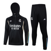 Real Madrid Soccer Training Suit Replica Black 2023/24 Mens (Hoodie)