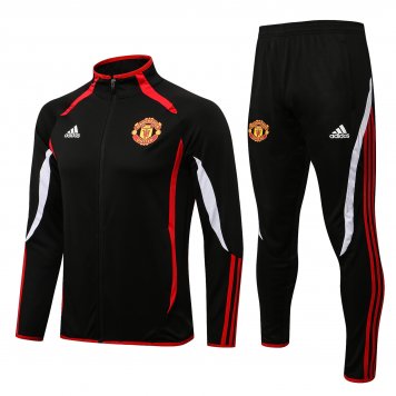 Manchester United Soccer Training Suit Jacket + Pants Teamgeist Black Mens 2021/22