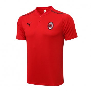 AC Milan Soccer Polo Jersey All Red Mens 2021/22