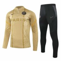 2020/21 PSG 50th Anniversary Gold Mens Half Zip Soccer Training Suit(Jacket + Pants)