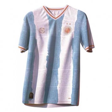 Argentina Soccer Jersey Replica White Blue Mens 2022 (Commemorative Edition)