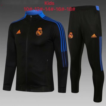 Real Madrid Black Soccer Training Suit Jacket + Pants Youth 2021/22