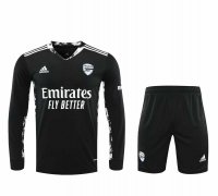 2020/21 Arsenal Goalkeeper Black Long Sleeve Mens Soccer Jersey Replica + Shorts Set