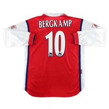 Arsenal Soccer Jersey Replica Home Long Sleeve 1998/99 Mens (Retro Bergkamp #10)