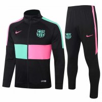 2020/21 Barcelona Black High Collar Mens Soccer Training Suit(Jacket + Pants)