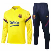 2020/21 Barcelona Yellow Half Zip Mens Soccer Training Suit(Jacket + Pants)