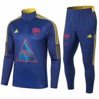 2020/21 Arsenal Human Race Blue Mens Half Zip Soccer Training Suit(Jacket + Pants)