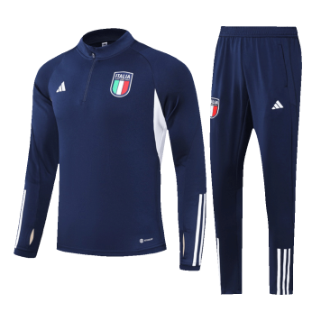 Italy Soccer Sweatshirt + Pants Replica Navy Zipper 2023/24 Youth