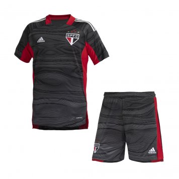 2021/22 Sao Paulo FC Black Goalkeeper Soccer Jersey Replica + Short Kids