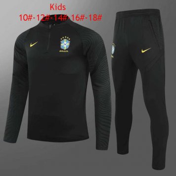 2020/21 Brazil Black Soccer Training Suit Kids