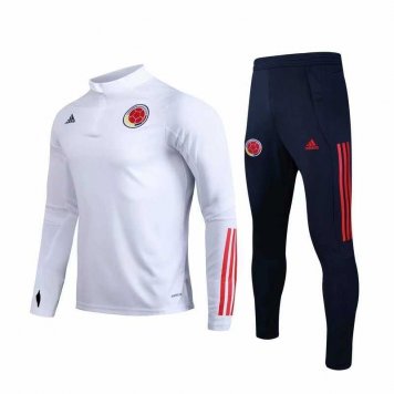 2019/20 Colombia White Mens Soccer Training Suit(Sweater + Pants)