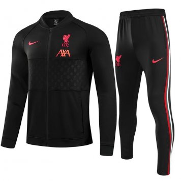 Liverpool Soccer Traning Suit (Jacket + Pants) Black Stripes Mens 2021/22