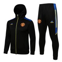 Manchester United Soccer Training Suit Jacket + Pants Replica Hoodie Black - Yellow Mens 2021-22