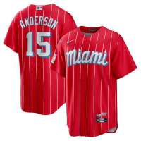 Miami Marlins City Connect Replica Player Jersey Red 2022 Mens (Brian Anderson #15)