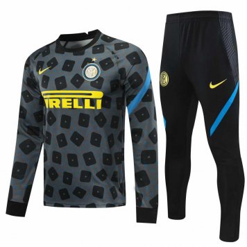 2020/21 Inter Milan Grey Mens Soccer Training Suit(SweatJersey + Pants)